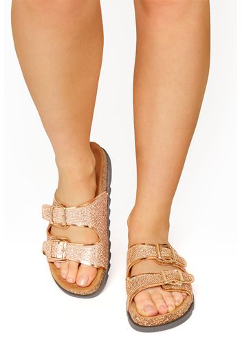 Rose gold sparkle footbed sandal