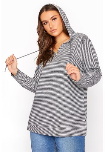 Große größen grauer hoodie aus baumwolle mit streifen 50-52