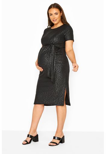 Bump it maternity wickel midi kleid mit animal print, schwarz