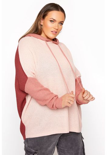 Große größen pinkfarbener colour block oversized strick hoodie  50-52