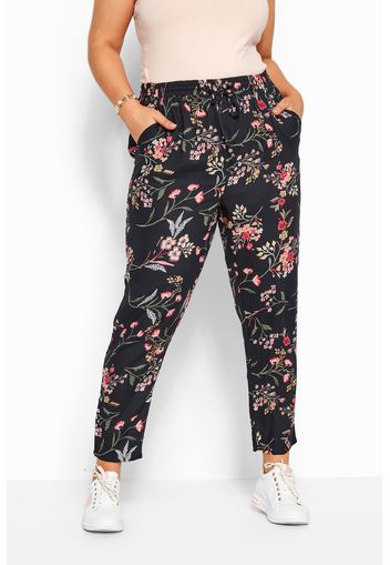 Große größen blumenhose mit schmal zulaufendem bein  schwarz 44