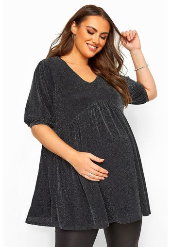 Große größen bump it up maternity, schwarzes glitzerumstandsshirt 48