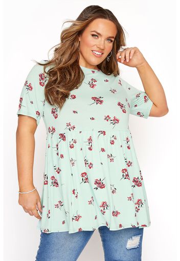 Große größen mintfarbenes florales schößchen shirt 54-56