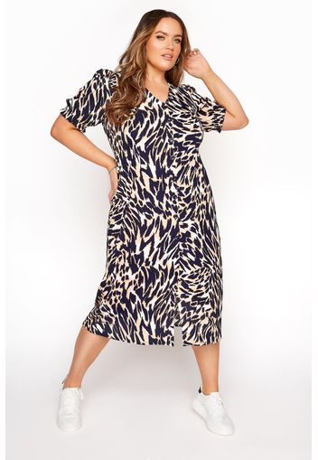 Große größen yours london braunes animal print midi kleid 48