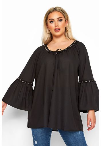 Große größen limited collection bluse mit weiten ärmeln  schwarz 48