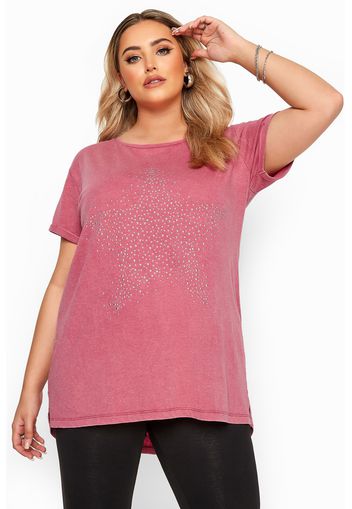 Große größen pink acid wash stud star tshirt 58-60