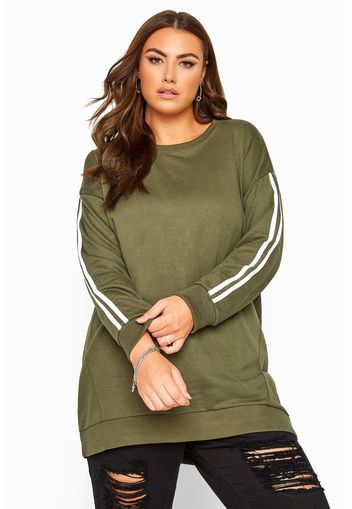 Große größen sweatshirt mit streifen  khaki/weiß 66-68