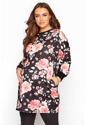 Bump it up maternity schwarzes florales tunika kleid mit taschen