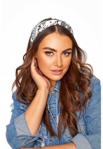 White bandana print headband