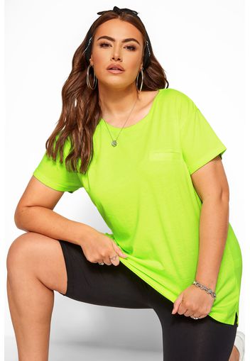 Große größen tshirt mit ziertasche  neon gelb 48