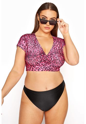 Limited collection pink animal print wrap bikini top