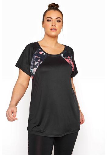 Große größen active black palm print top 42