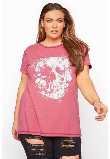 Große größen pinkes totenkopf tshirt in acid waschung 58-60