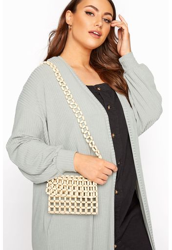 Natural beaded crossbody bag