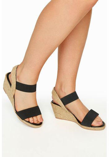 Schwarze espadrille sandalen mit keilabsatz