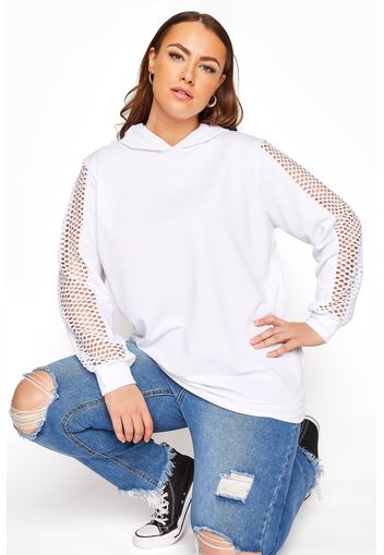 Große größen limited collection white fishnet sleeve hoodie 44