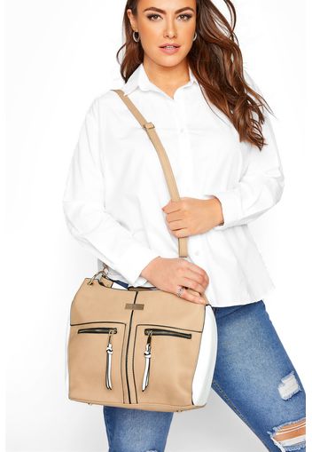 Beige contrast shoulder bag