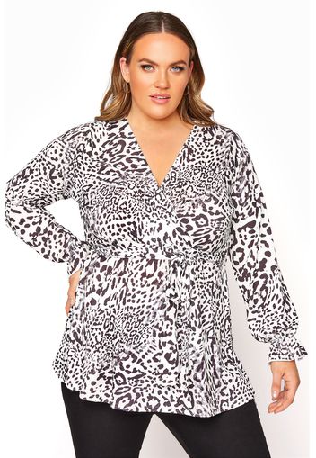 Große größen yours london weiße leopard wickel bluse 48