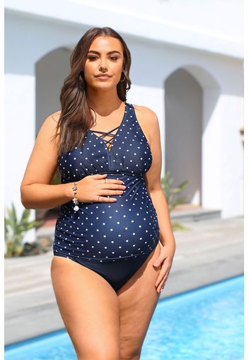 Bump it up maternity tankini gepunktet  blau