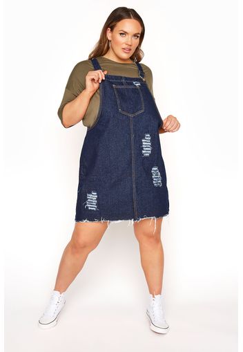 Große größen limited collection dunkelblaues zerrissenes pinafore kleid 52