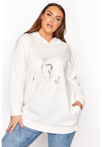 Große größen ivory deer print hoodie 44