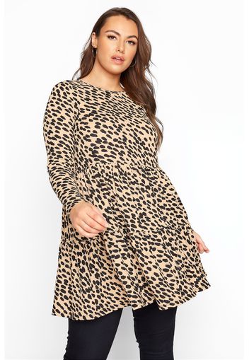 Große größen hell beige schößchen tunika mit animal print 42