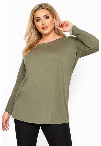 Große größen langarmbaumwolltshirt  khaki 66-68