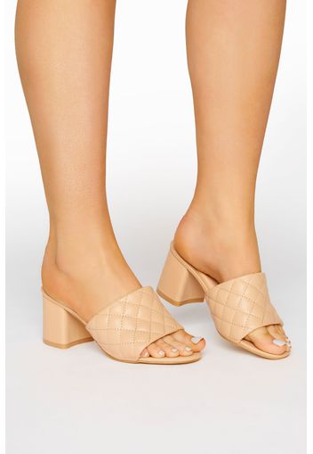 Limited collection nude quilted heeled mules in extra wide fit