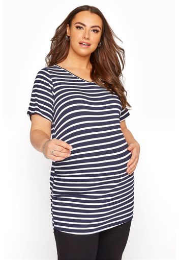 Große größen bump it up maternity gestreiftes langes tshirt, marineblau 42