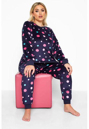 Lounge set in fleece mit punkten, navy