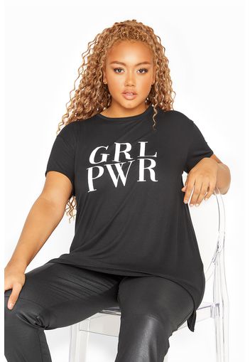 Große größen limited collection schwarzes tshirt mit girl power schriftzug 46