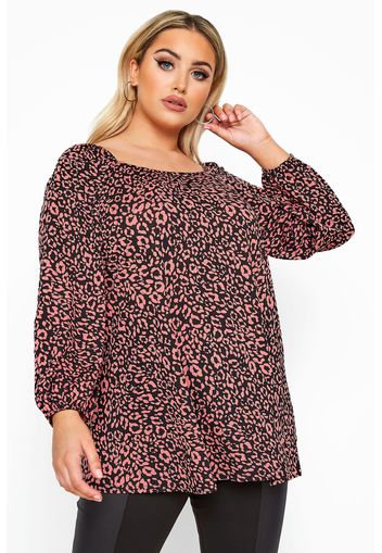 Große größen limited collection bluse mit eckigem ausschnitt  pink/schwarz 50