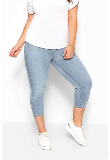 Große größen jenny capri jeggings  blau gebleicht 50