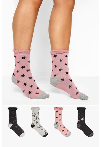 4er pack socken mit sternenmuster  pink/schwarz