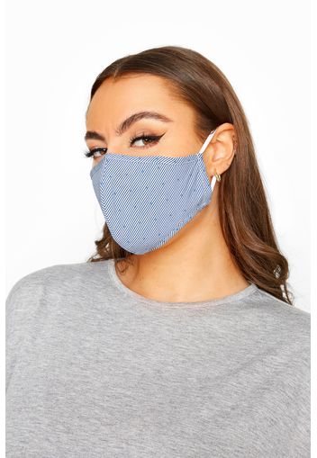 Antibakterielle gesichtsmaske mit streifen und punkten, blau