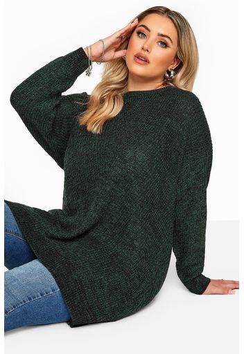 Große größen grobstrickpullover  dunkelgrün meliert 44