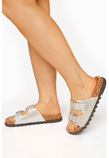 Silver sparkle footbed sandal