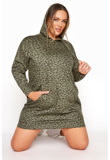 Große größen grüner leoparden hoodie mit taschen 50-52