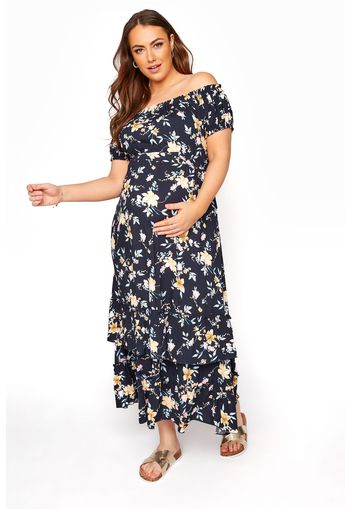 Bump it up navy floral bardot maxi dress