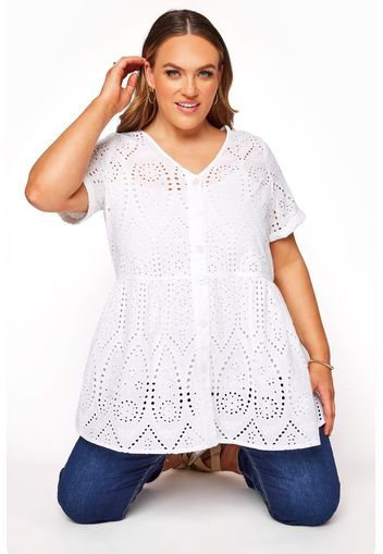 Große größen white embroidered lace peplum top 46