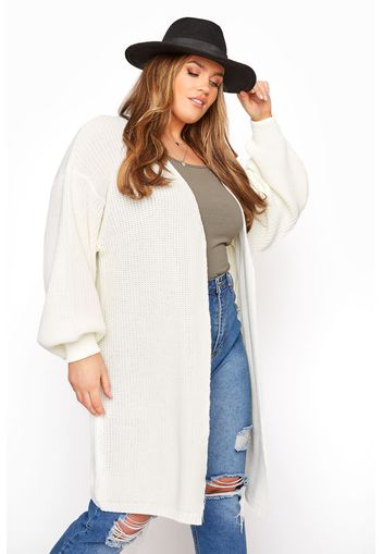 Große größen cremefarbene oversize strickcardigan mit ballonärmeln 54-56