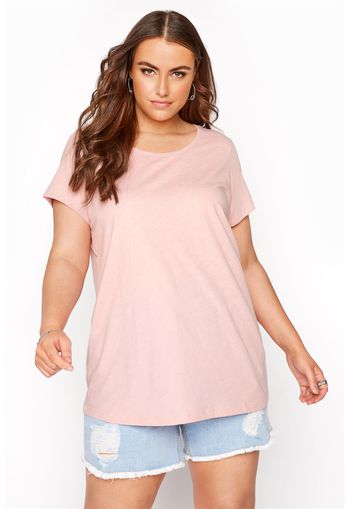 Große größen pinkfarbenes meliertes basic tshirt 50-52