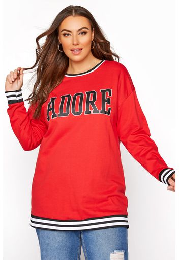 Große größen rotes sweatshirt mit 'adore' schriftzug 50-52