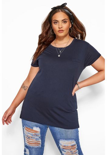 Große größen tshirt mit ziertasche  navy 54-56