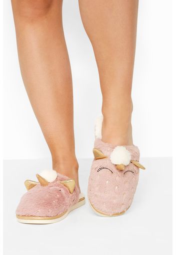 Pinke vegane fell einhorn pantoffel, passform regular fit