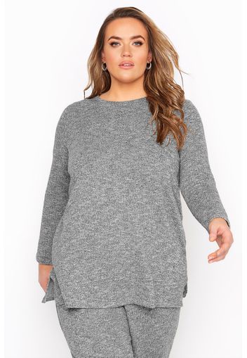 Große größen grey metallic scoop neck top 54-56