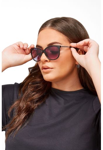 Cateye sonnenbrille mit kettenbügel  schwarz