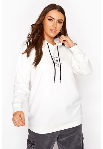 Große größen weißer hoodie mit schriftzug 46