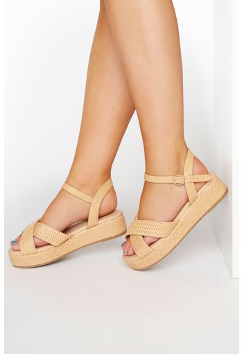 Limited collection tan weave platform sandal in extra wide fit