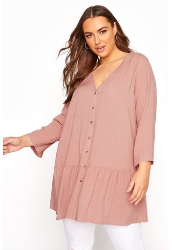 Große größen bluse mit tiefsitzender taille, alt rosa 58